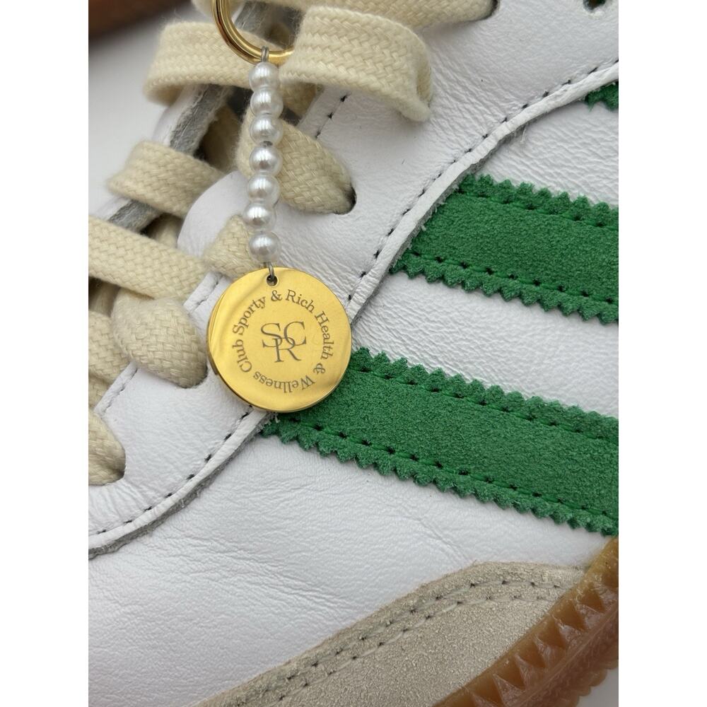 Adidas x Sporty & Rich Collab Sambas Sneakers White Green Leather Womens Size 8 - Picture 11 of 16